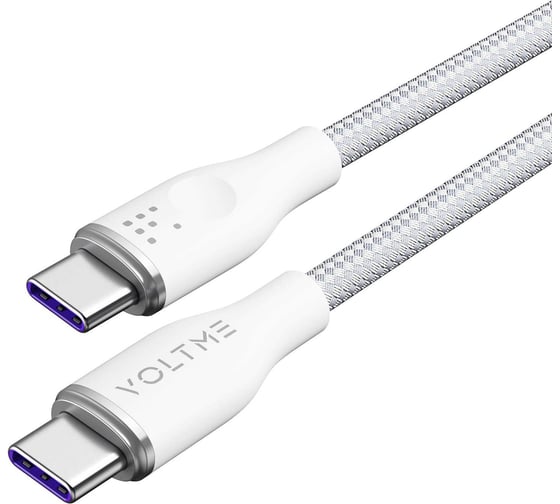 Изображение товара Кабель VOLTME USB2.0 Powerlink Rugg Lite CTC 5A, USB-С - USB-C, 100W, 1.2м, белый C2330