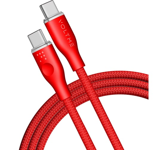 Изображение товара Кабель VOLTME USB2.0 Powerlink Rugg Lite CTC 5A, USB-С - USB-C, 100W, 2м, красный C1334