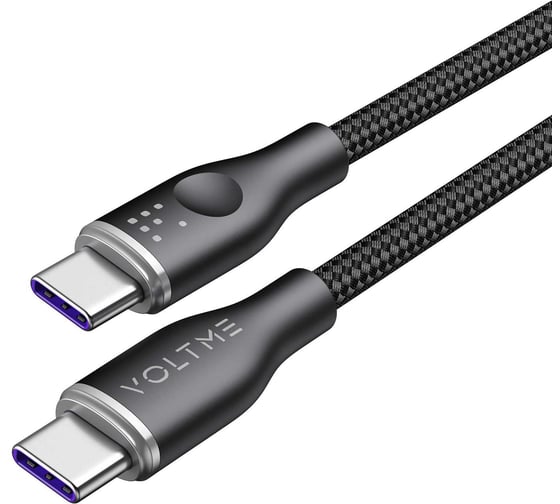 Изображение товара Кабель VOLTME USB2.0 Powerlink Rugg Lite CTC 5A, USB-С - USB-C, 100W, 1.2м, черный C1329