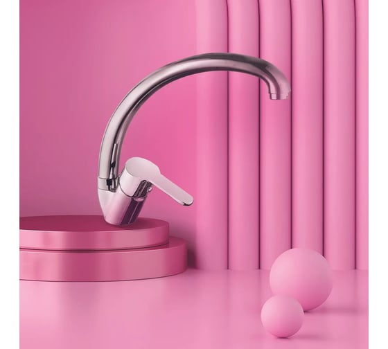 Изображение товара Смеситель для кухни Damento MIO CU04.02, шаровый, хром, излив 380 мм, п/шп 000023