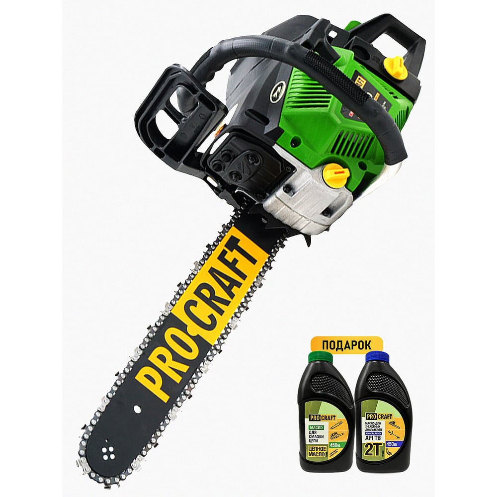 Изображение товара Бензиновая цепная пила Procraft GS50 2.9 л.с. 52 см³ 40 см шина