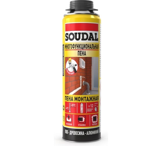 Изображение товара Многофункциональная пистолетная пена Soudal Соудал 500 мл 147152