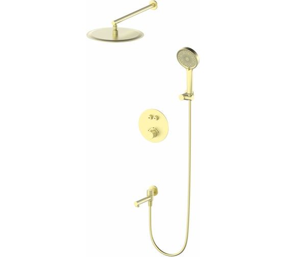 Изображение товара Душевая система с термостатом встраиваемая Wonzon & Woghand Брашированное золото WW-88929010-BG
