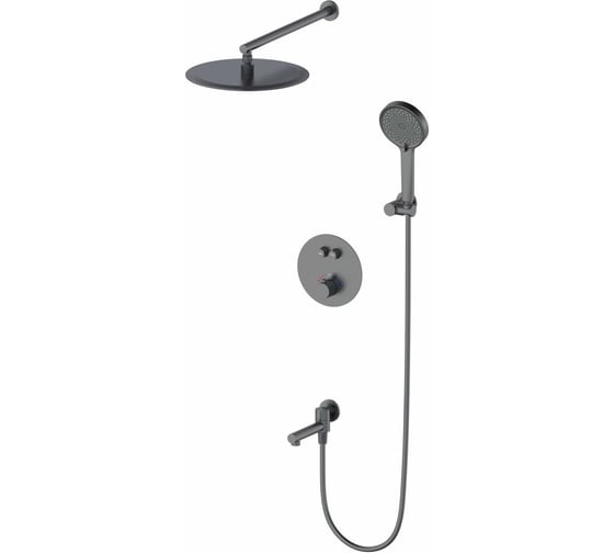 Изображение товара Душевая система с термостатом встраиваемая Wonzon & Woghand Темный графит WW-88929010-BGM