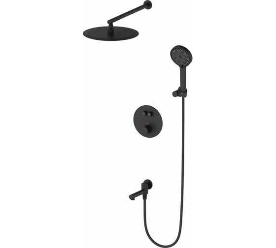 Изображение товара Душевая система с термостатом встраиваемая Wonzon & Woghand Черный матовый WW-88929010-MB