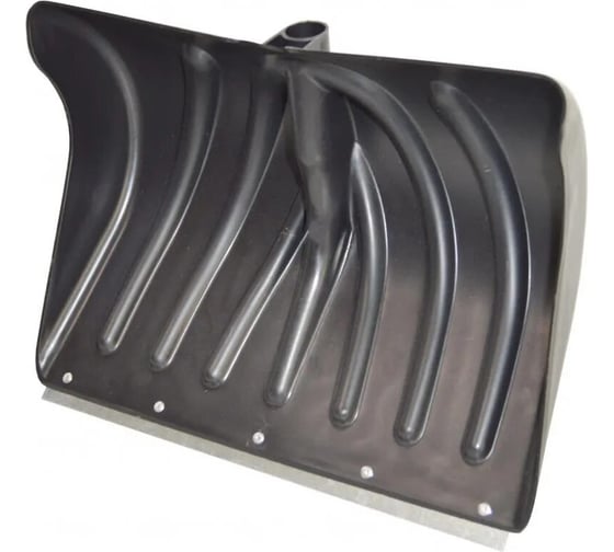 Изображение товара Лопата снеговая Саморезик ЗИМА №11 черная, пластик, оцинк. планка на заклепках, d-30 мм, ковш 470х340, б/ч ЗИ-00646