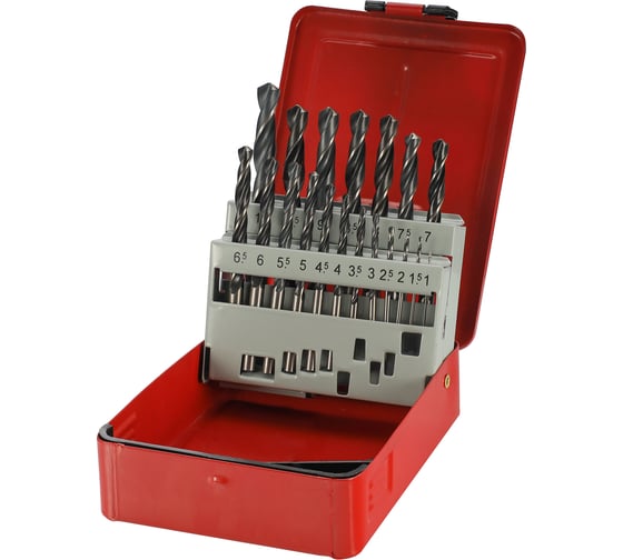 Изображение товара Набор сверл по металлу H-Tools 1-10мм, 19шт, DIN338 HSS 118град. 205212HT