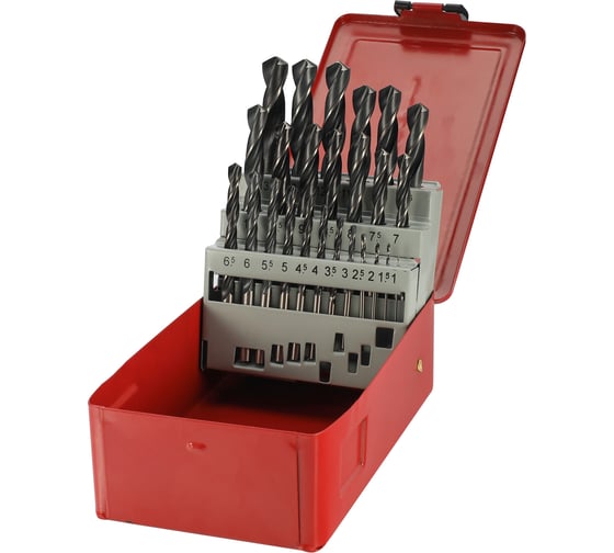 Изображение товара Набор сверл по металлу H-Tools 1-13мм, 25шт, DIN338, HSS 118град. 205213HT