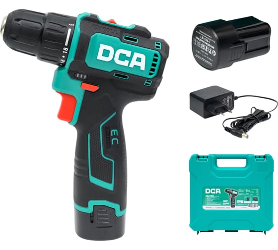 Изображение товара Аккумуляторная дрель-шуруповерт DCA 16 В, 2 АКБ 2,0 А*ч, в кейсе ADJZ1604 (TYPE E)