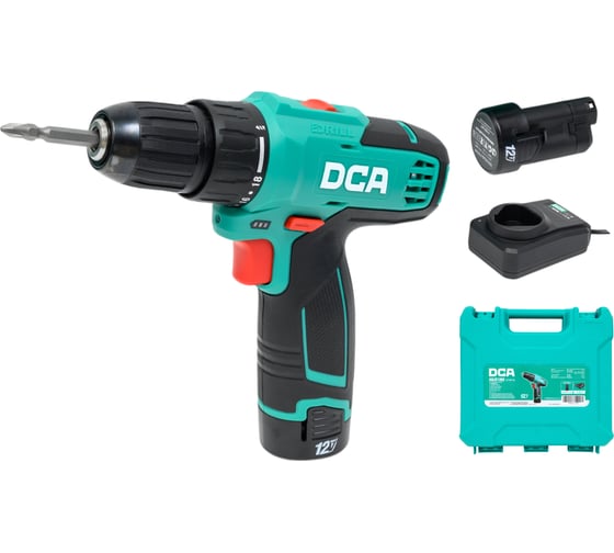 Изображение товара Аккумуляторная дрель-шуруповерт DCA 2 АКБ 2,0 А*ч, в кейсе  ADJZ1202 (TYPE E)