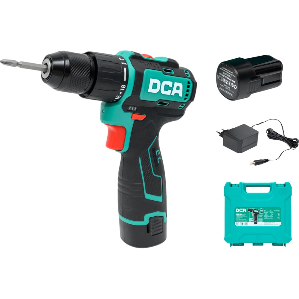 Изображение товара Аккумуляторная дрель-шуруповерт DCA 2 АКБ 2 А*ч в кейсе ADJZ1604i TYPE E