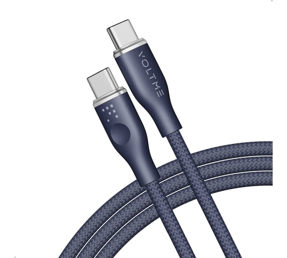 Изображение товара Кабель VOLTME USB2.0 Powerlink Rugg CTC 5A, USB-С - USB-C, 100W, 1.8м, синий, C2062