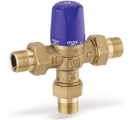 Изображение товара Термосмеситель Watts 3-ход., 3/4 нар. с амер. для ГВС (30-65C) со встр.обр.клапаном 0559420 MMV-C 10017428