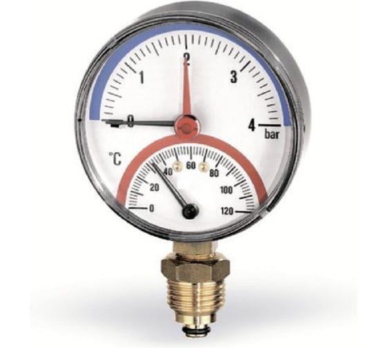 Изображение товара Термоманометр вертикальный Watts 80- 1/2-120C- 4bar F+R828 (TMRP) 0333004 (10025526) 10009473