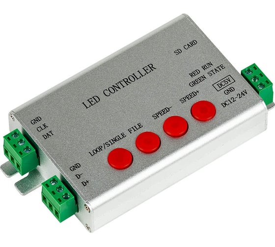 Изображение товара Контроллер MAKSILED DMX 5-24В, 2048pix, SD-card, SPI/DMX, IP20, 132x71x24мм, ML-2048-RC