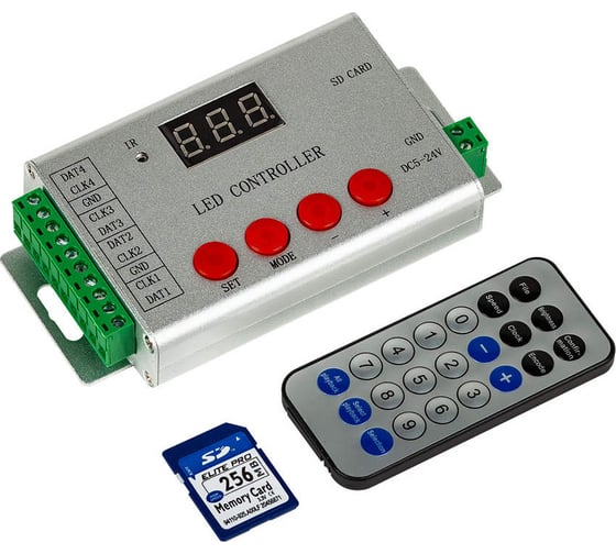 Изображение товара Контроллер MAKSILED DMX 5-24В, 6144pix, SD-card, ПДУ, SPI/DMX, IP20, 132x71x24мм, ML-6144-RC