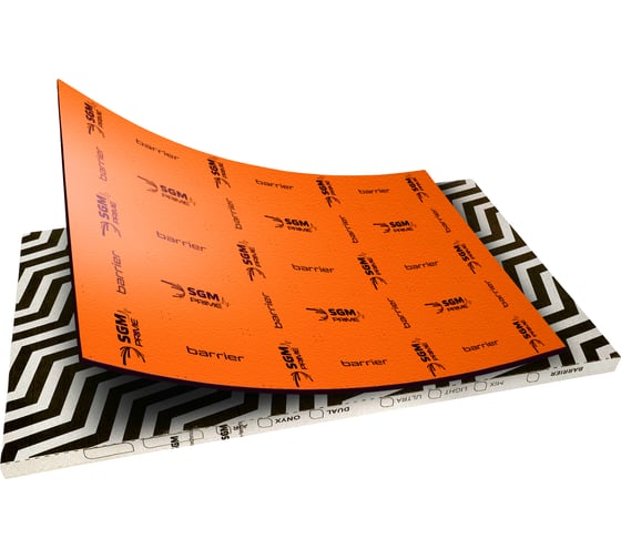 Изображение товара Шумоизоляция SGM Premium Barrier Mix Prime (большие листы 0.5х0.8/ 6 мм)/ упаковка 5 листов/ звукоизоляционная мембрана SGM.BM.6.05X080.5Orange