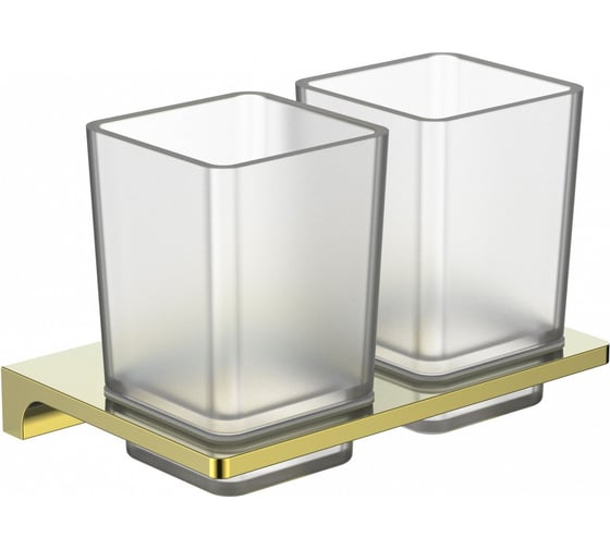 Изображение товара Два стакана для зубных щеток с держателем Wonzon & Woghand Глянцевое золото WW-9128-LG