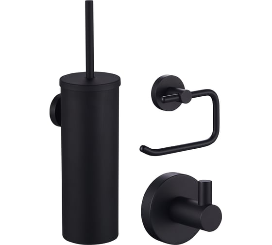 Изображение товара Набор аксессуаров из 3 предметов Wonzon & Woghand крючок, держатель для бумаги, ершик , черный WW-8100-BL