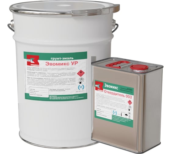Изображение товара Грунт-эмаль ЭвоМикс УР 8 полиуретановая, двухкомпонентная, глянцевая, 20 кг, RAL 9003 Сигнальный белый 20КПГR9003