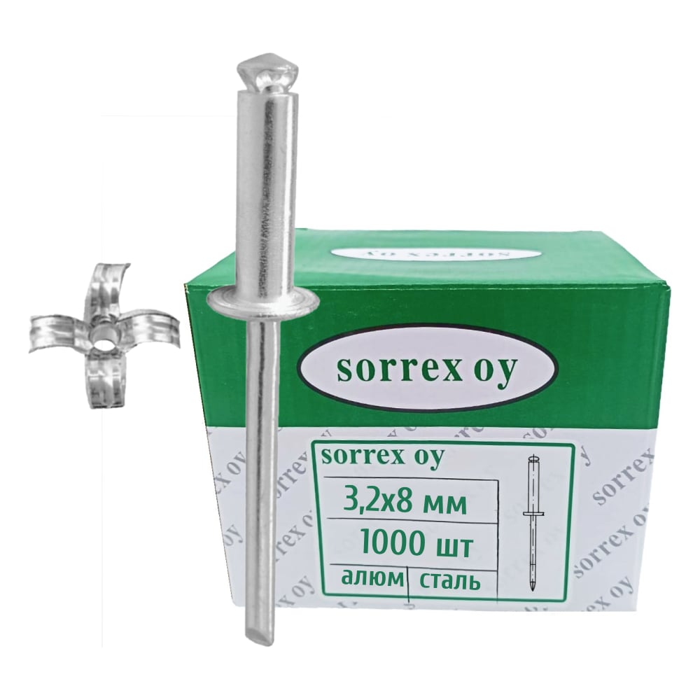 Изображение товара Заклепка лепестковая вытяжная SORREX алюм/сталь 3,2x8 OY (1000штук) ASD 20800 PE 1000