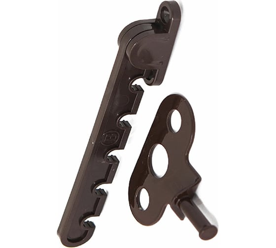 Изображение товара Ограничитель на окно Метизик пластик, 5 позиций, с саморезами с буром, коричневый 5006.05