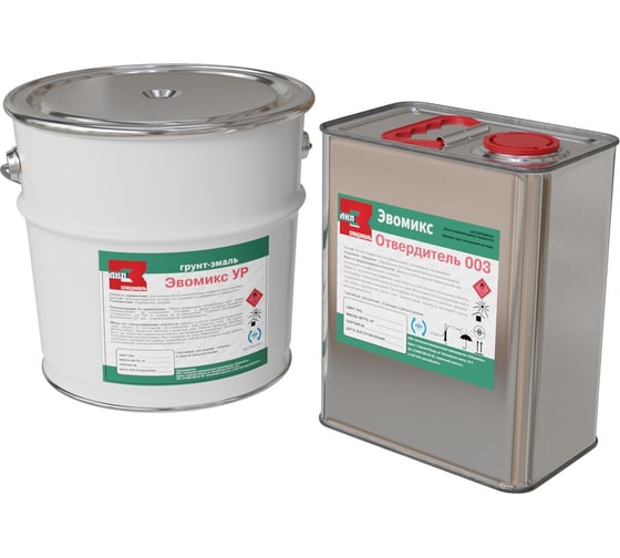 Изображение товара Грунт-эмаль ЭвоМикс УР 02 полиуретановая, двухкомпонентная, матовая, 10 кг, RAL 7009 Зелено-серый 10КПМR7009