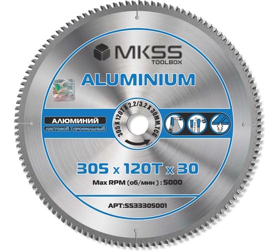 Изображение товара Диск пильный по алюминию MKSS Toolbox Aluminium SS3330 305x120Тх2.2/3.2x30мм SS33305001