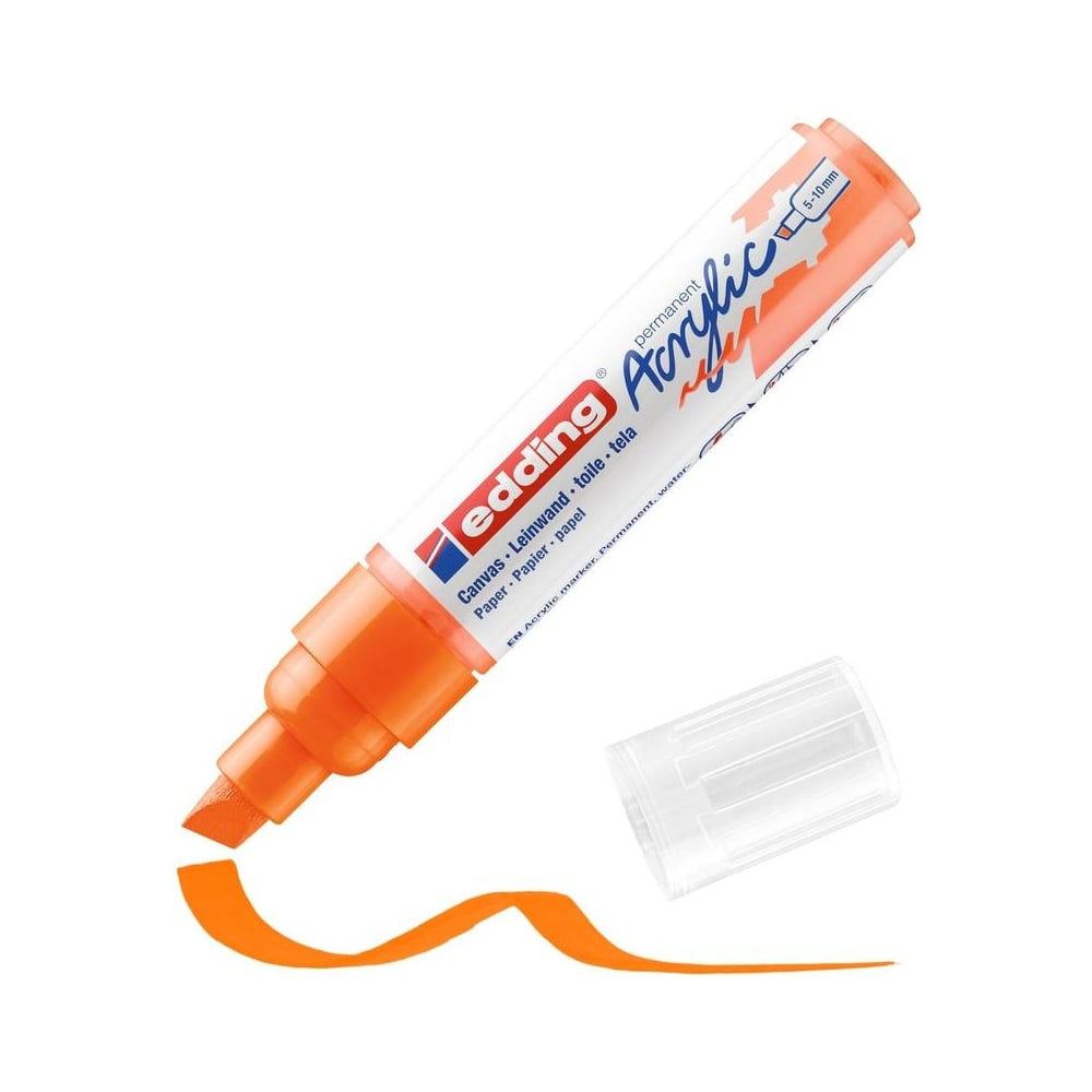 Акриловый маркер EDDING маркер текстовыделитель наконечник скошенный 4 мм оранжевый