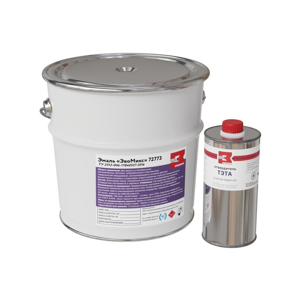 Изображение товара Эпоксидная эмаль двухкомпонентная матовая ЭвоМикс 72773 10 кг белая RAL 9010