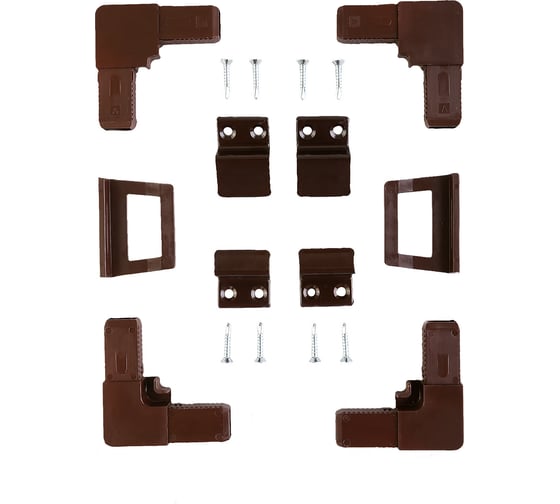 Изображение товара Набор для москитных сеток Метизик уголки, крепления, ручки, пластик, коричневый 6225.05