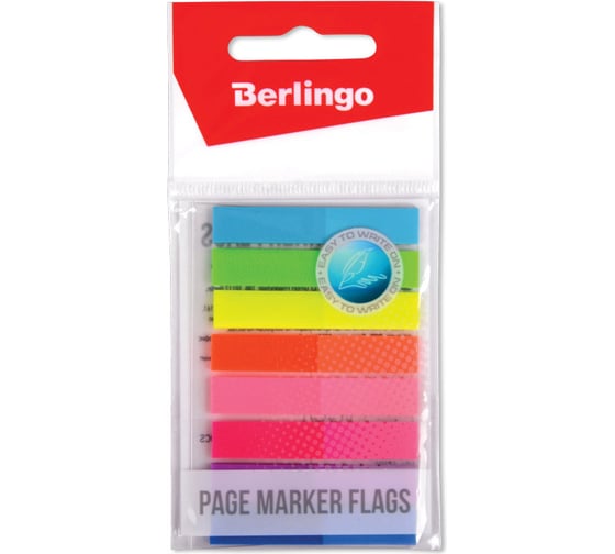 Изображение товара Набор флажков-закладок Berlingo, 24 шт , 45 x 8 мм, 20 листов, 8 неоновых цветов, европодвес  LSz_45080