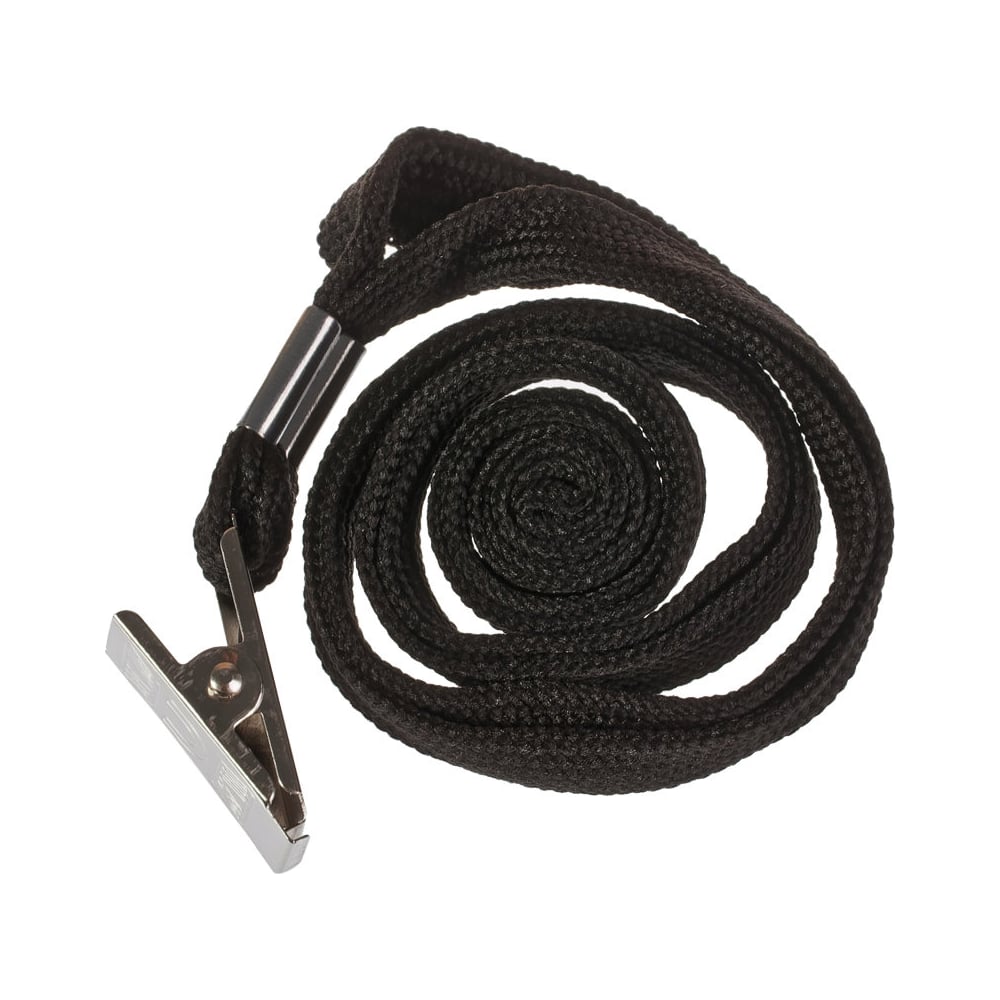 Изображение товара Шнурок для бейджей 50 шт в упаковке Office Space 45 см металлический клип черный 284664