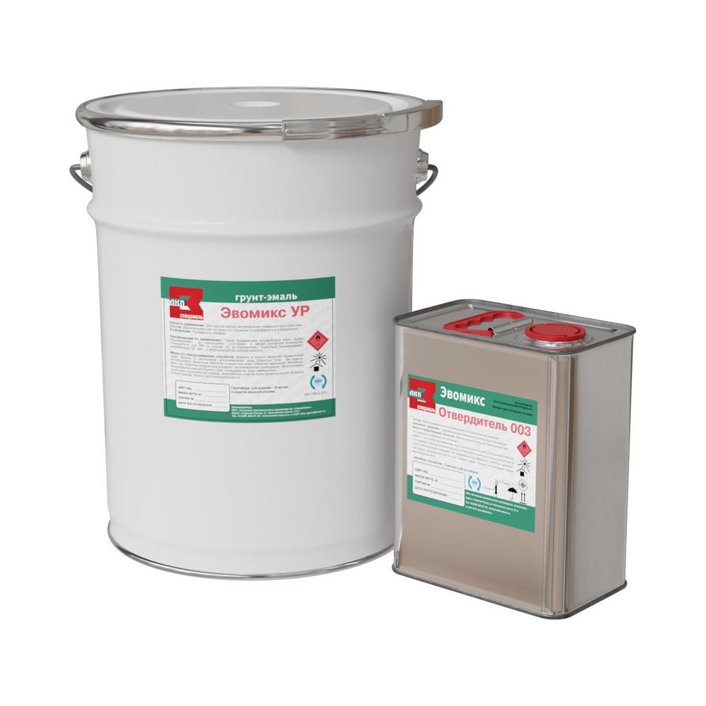 Изображение товара Двухкомпонентная полиуретановая эмаль ЭвоМикс УР шелковисто-матовая 20 кг RAL 5018