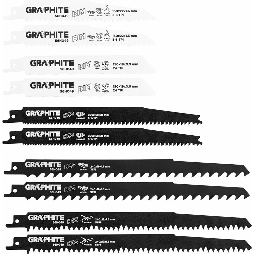 фото Набор пильных полотен для сабельной пилы graphite