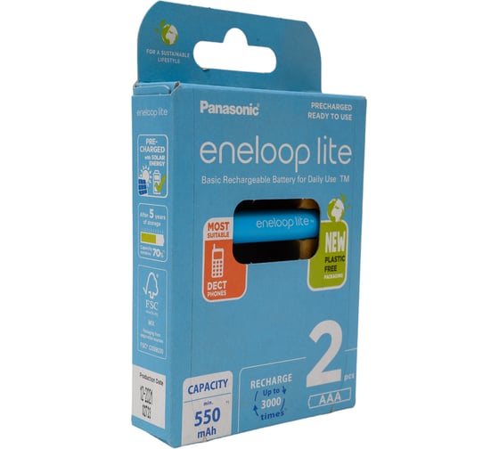 Изображение товара Аккумуляторы Panasonic eneloop lite BK-4LCCE/2BE 550mAh AAA R03 BL2 416