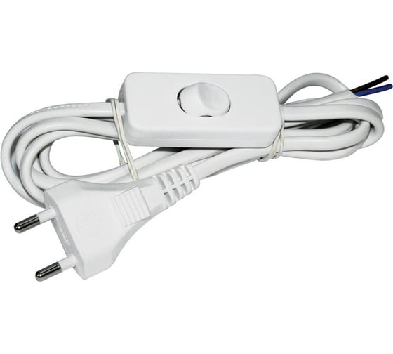 Изображение товара Сетевой кабель с выключателем и евровилкой для бра Pro Legend 2х0.5мм, 10A, белый, 2 метра PL4934