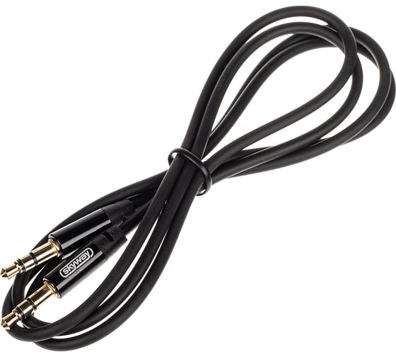 Изображение товара Аудио кабель SKYWAY 3,5мм 1 м AUX шнур Черный в коробке S09801002