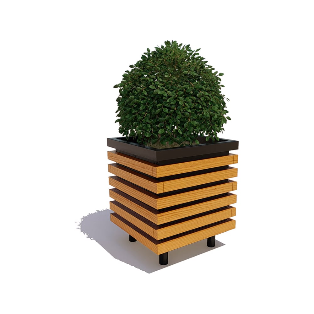 Изображение товара Вазон Аллея из металла и дерева, цвет дуб