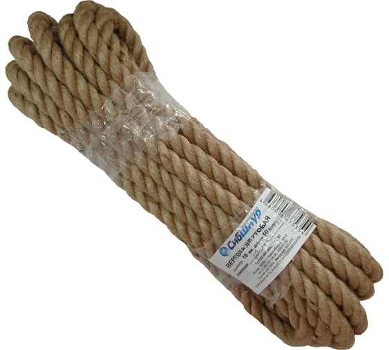 Изображение товара Джутовая веревка Сибшнур диаметр 16 мм, 10 м, моток 10102