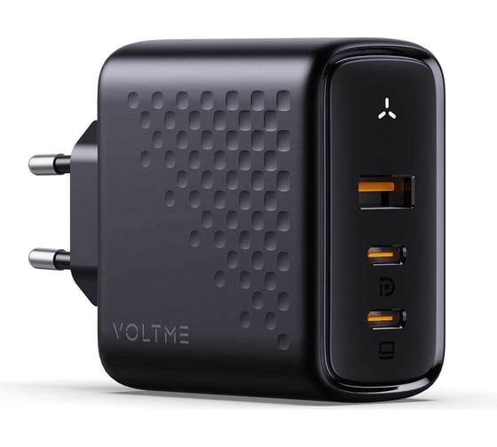 Изображение товара СЗУ VOLTME Revo 100CCA V1 USB-C+USB-С+USB-A, GaN, 100W, PD3.0, QC4.0+, черный V2025V1