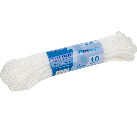 Изображение товара Вязаный шнур Сибшнур диаметр 6 мм, 10 м, белый, моток 30173