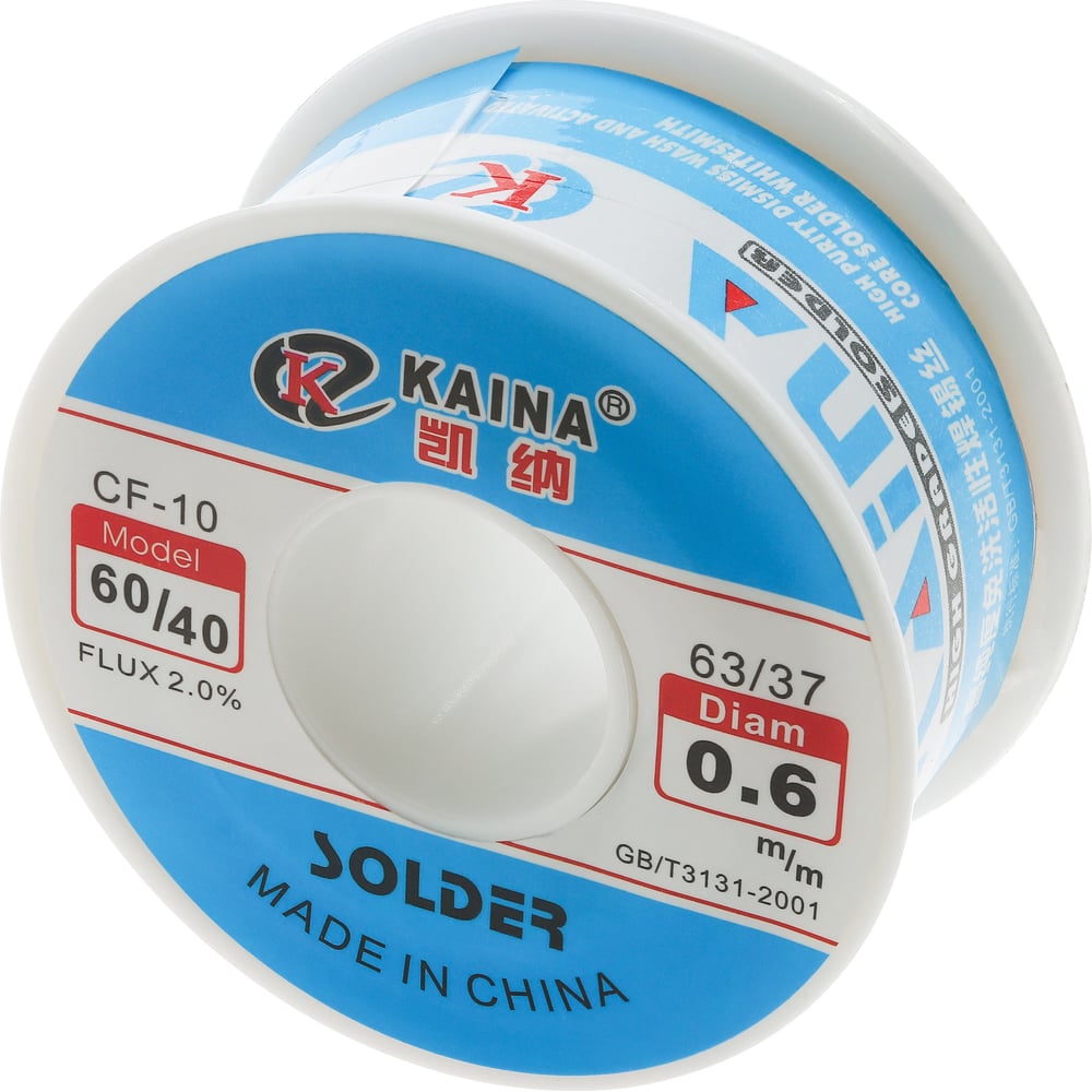 Изображение товара Припой KAINA 60/40 100г с диаметром 0.6мм для пайки меди