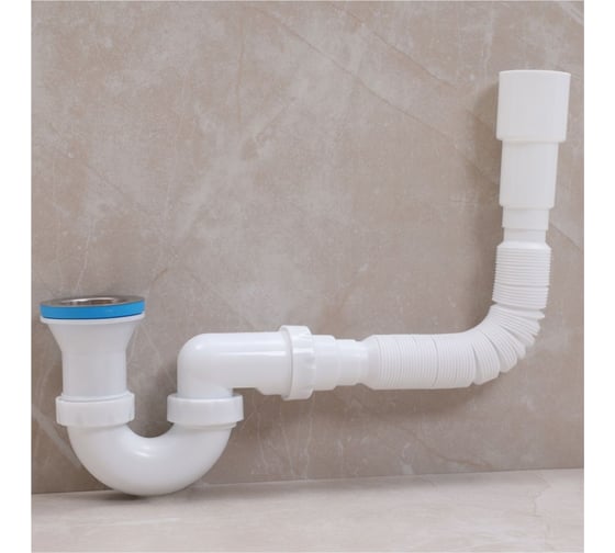 Изображение товара Сифон для душевого поддона Alcora 1620 U-образный сифон для поддона или душевой кабины с гофротрубой для подключения к канализации в комплекте 31062