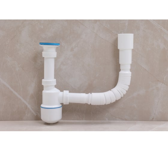 Изображение товара Сифон для умывальника Alcora 1052 разборный бутылочный с регулировкой по высоте и с гибким подключением к канализации в комплекте 31116