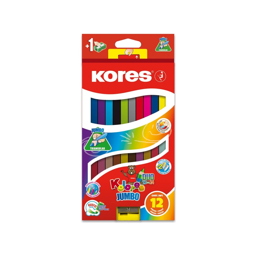 Трехгранные цветные карандаши Kores трехгранные чернографитные карандаши kores