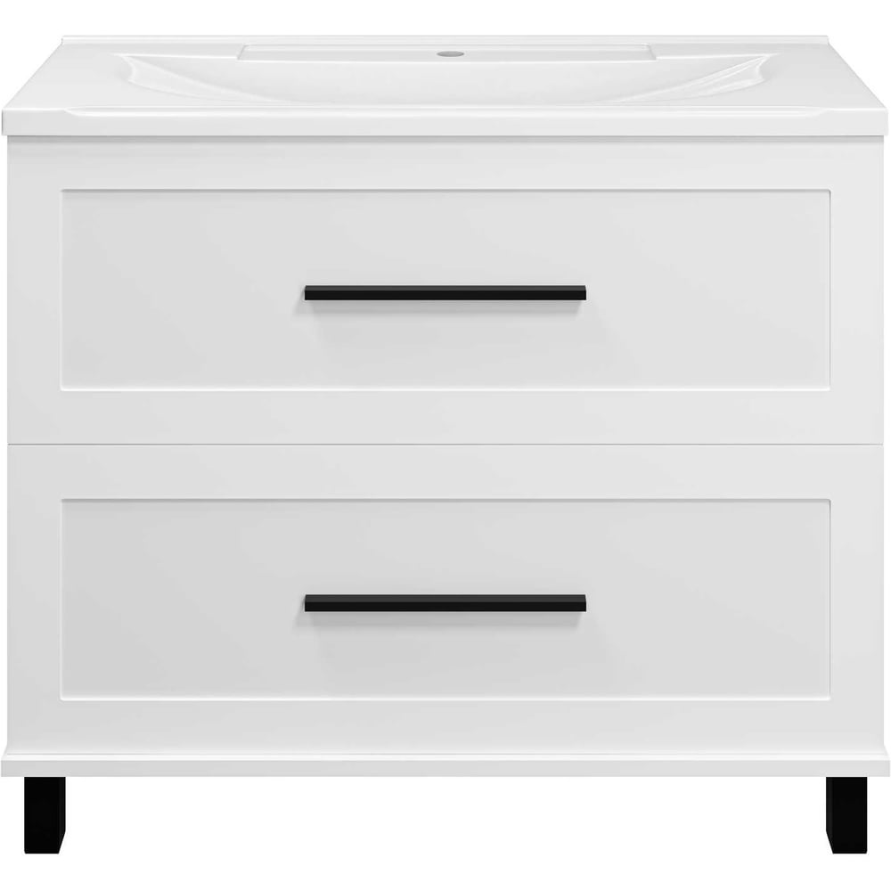 Изображение товара Модульная напольная тумба Misty Модерн -100 с 2 ящиками белая эмаль