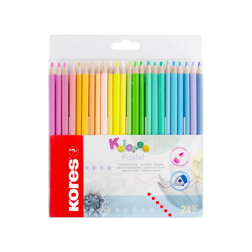 Трехгранные цветные карандаши Kores цветные карандаши трехгранные двусторонние erich krause basic bicolor 12 цветов