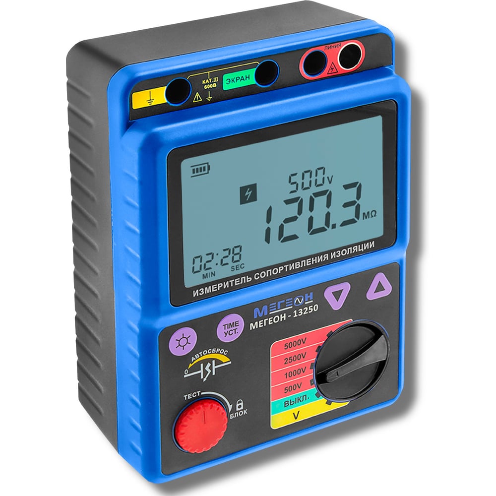 Изображение товара Измеритель сопротивления изоляции МЕГЕОН 13250 - мегаомметр