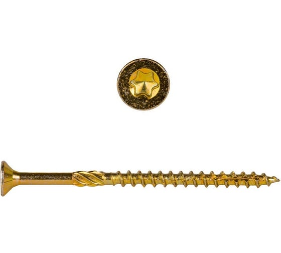 Изображение товара Саморез конструкционный самозенкующий Стройметиз 4x45 потай, Torx, желтый цинк, 200 шт. коробка U20241111002